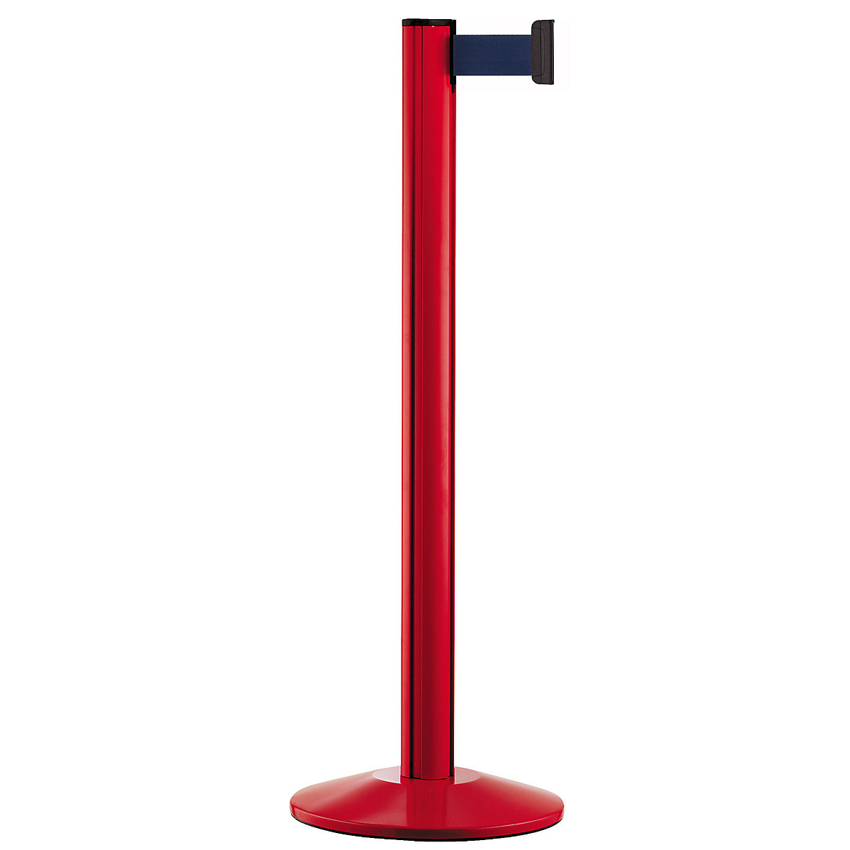Paletto in alluminio con nastro, paletto rosso, estensione 2300 mm, nastro navy-0
