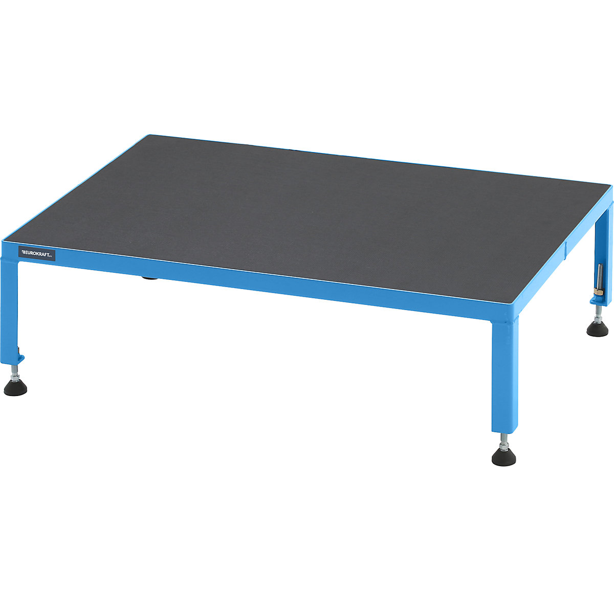 Platformă de lucru, interval de reglare a înălțimii 255 – 320 mm – eurokraft pro, cu placă texturată, platformă lung. x lăț. 910 x 610 mm, albastru deschis-0