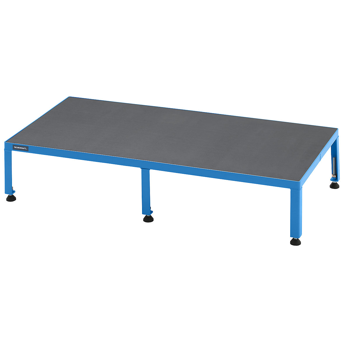 Platformă de lucru, interval de reglare a înălțimii 255 – 320 mm – eurokraft pro, cu placă texturată, platformă lung. x lăț. 1210 x 610 mm, albastru deschis-0