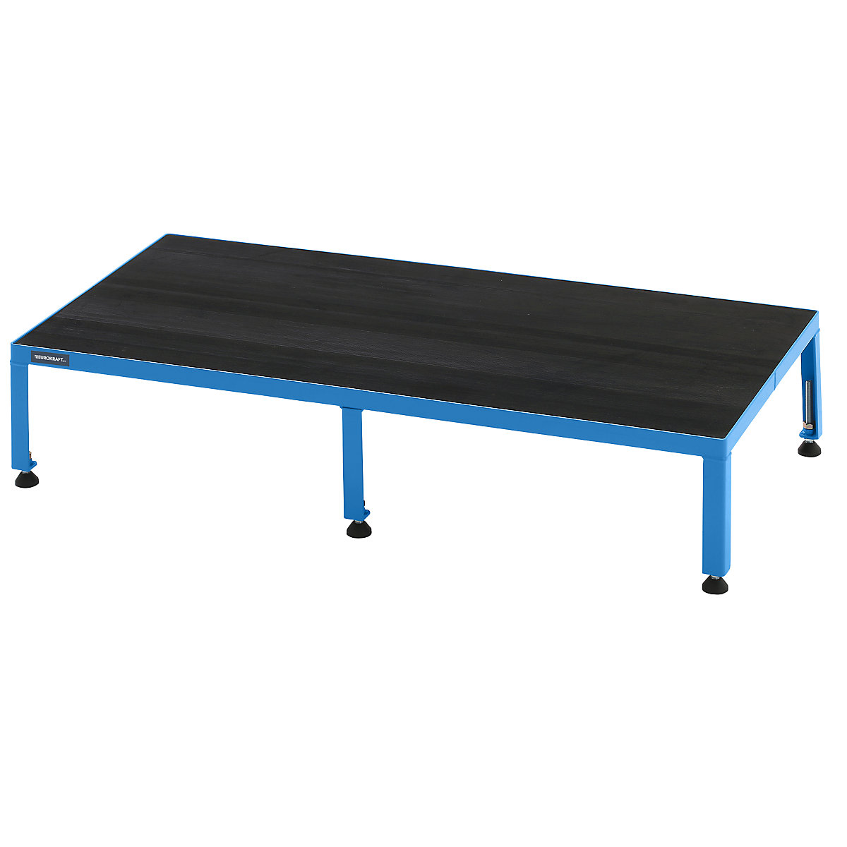 Platformă de lucru, interval de reglare a înălțimii 255 – 320 mm – eurokraft pro, cu placă reflectorizantă din cauciuc crestat, platformă lung. x lăț. 1210 x 610 mm, albastru deschis-0