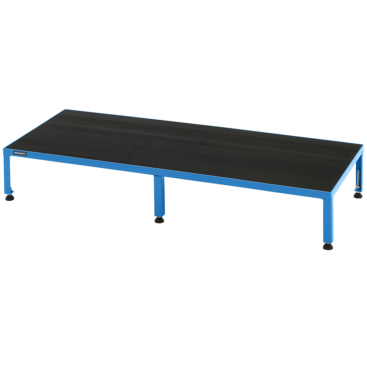 Platformă de lucru, interval de reglare a înălțimii 255 – 320 mm – eurokraft pro, cu placă reflectorizantă din cauciuc crestat, platformă lung. x lăț. 1510 x 610 mm, albastru deschis-0