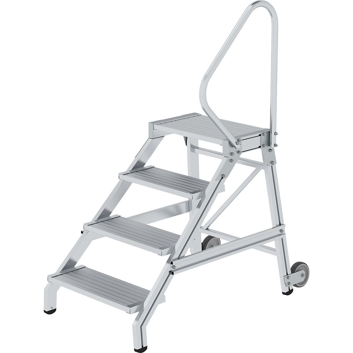 Scăriță de montaj pentru sarcini grele – eurokraft pro, MOBIL, capacitate portantă 300 kg, 4 trepte-0