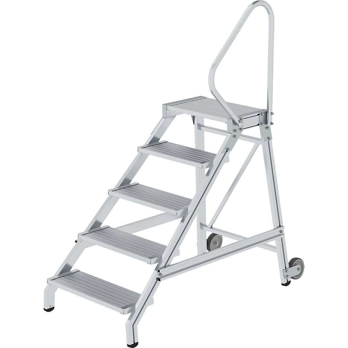 Scăriță de montaj pentru sarcini grele – eurokraft pro, MOBIL, capacitate portantă 300 kg, 5 trepte-0