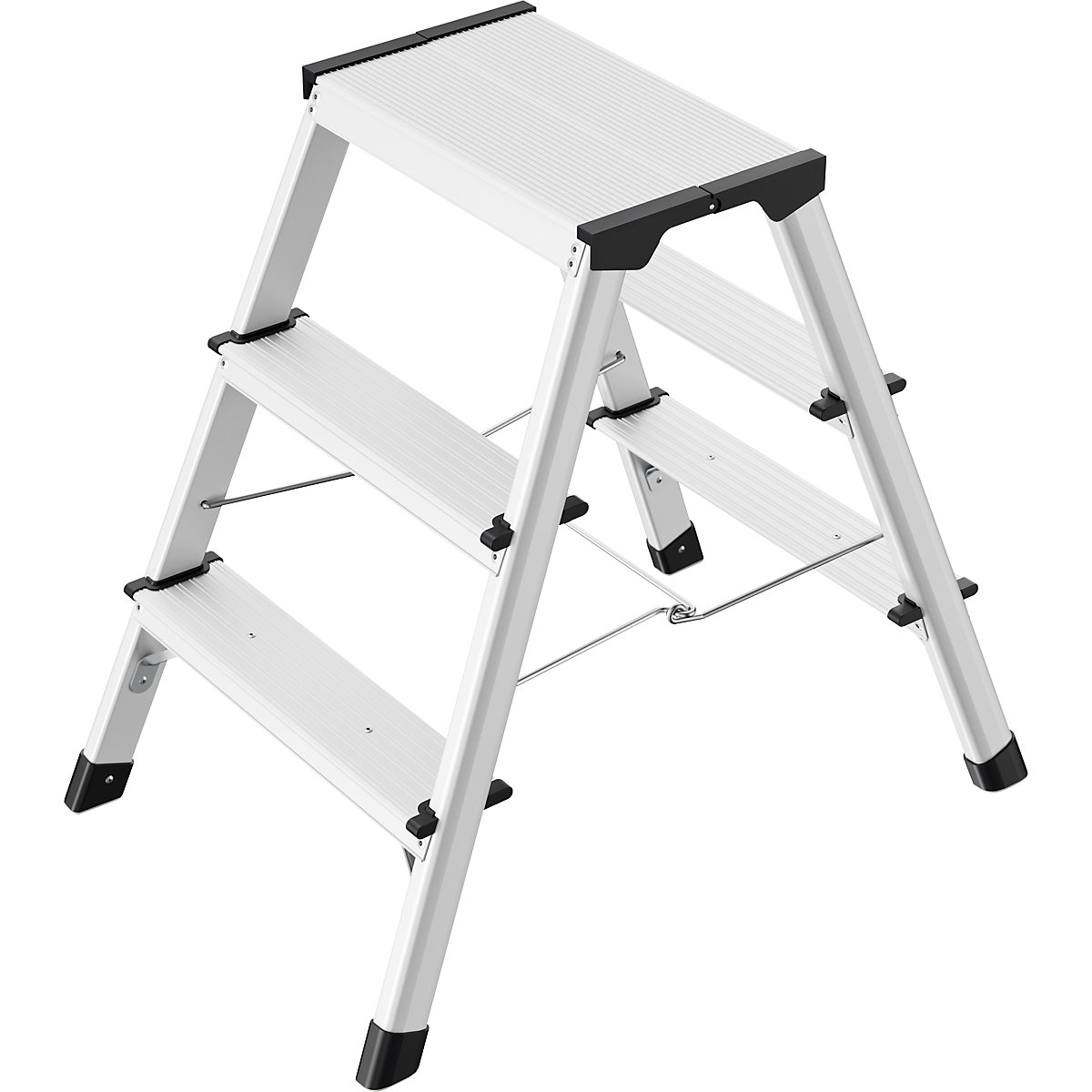 Scăriță pliantă din aluminiu D60 StandardLine – Hailo, scăriță pliantă dublă, capacitate portantă 150 kg, 2 x 3 trepte, înălțime pas 600 mm-0