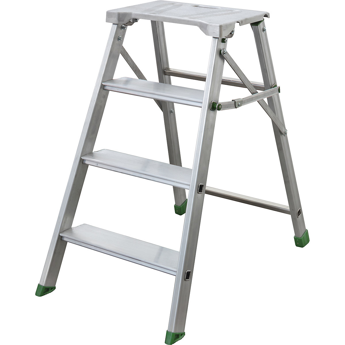 Scară pliantă din aluminiu, cu acces pe o singură parte, 4 trepte incl. platformă-0