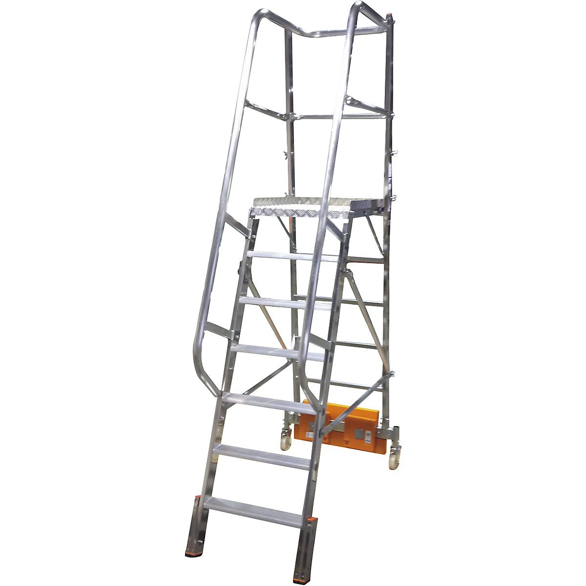 Scară din aluminiu cu platformă STABILO Vario kompakt – KRAUSE, pentru spații înguste, lățime 820 mm, 7 trepte-0