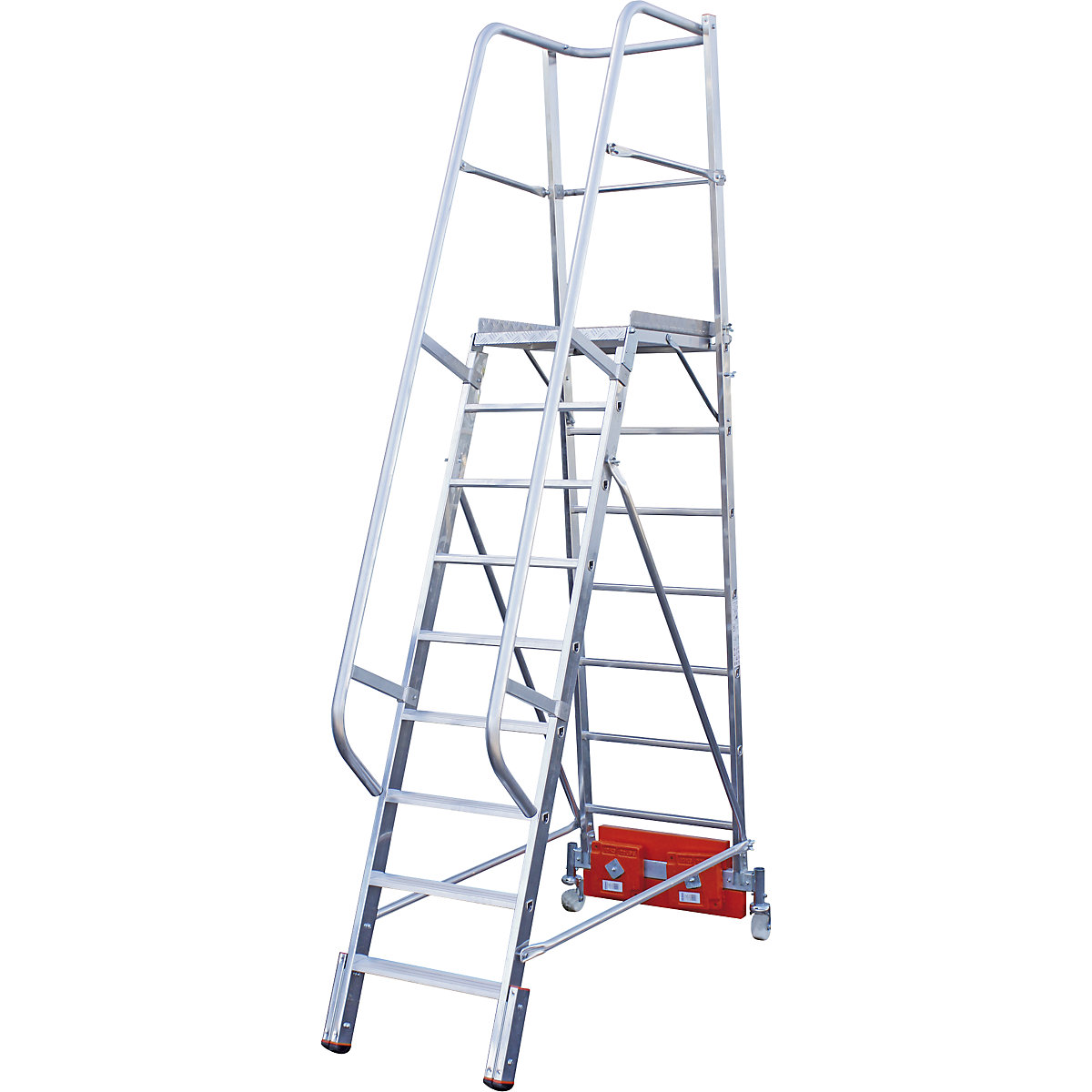 Scară din aluminiu cu platformă STABILO Vario kompakt – KRAUSE, pentru spații înguste, lățime 820 mm, 9 trepte-0
