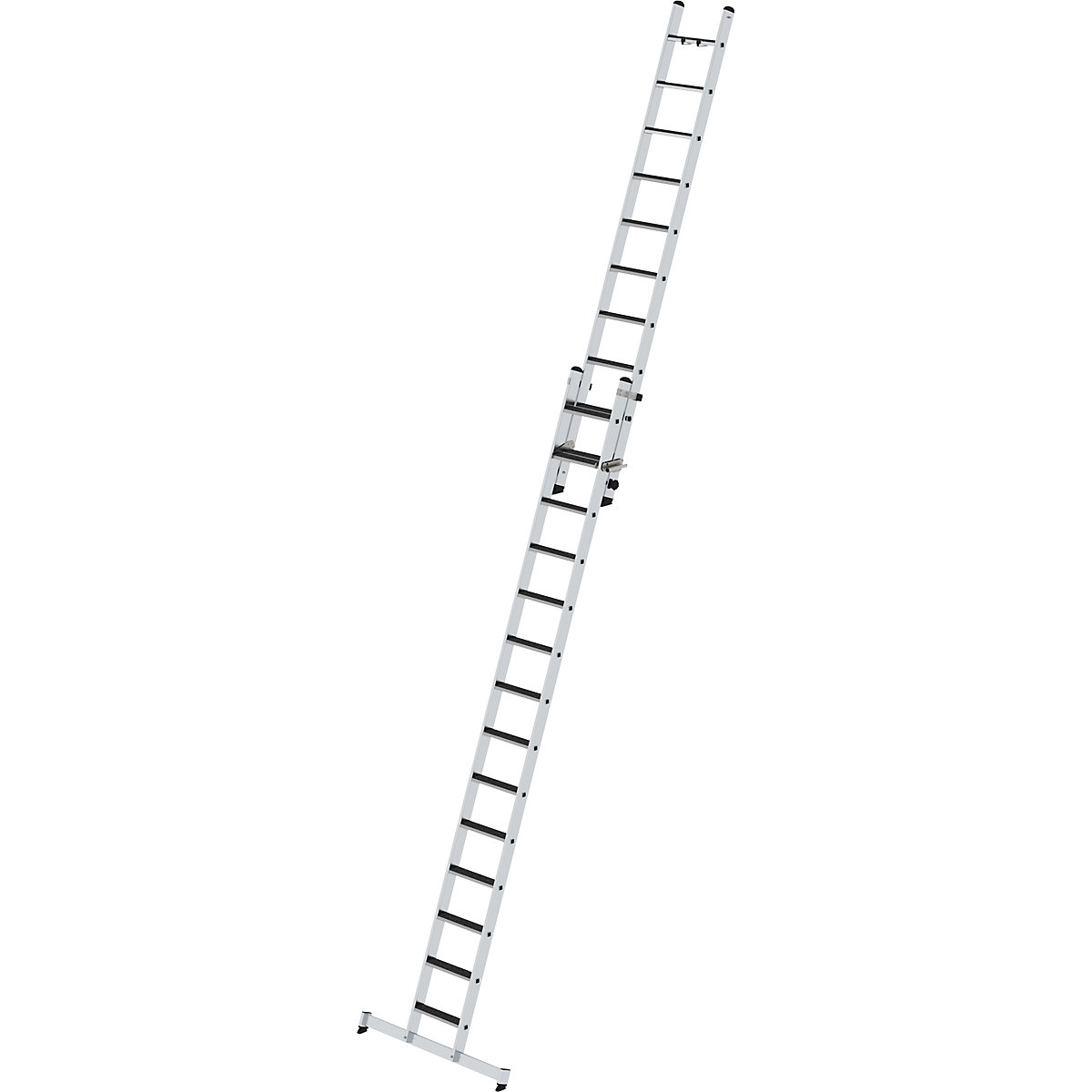 Scară extensibilă cu trepte, cu 2 tronsoane – MUNK, traversă nivello® și strat de acoperire clip-step, 24 trepte-0