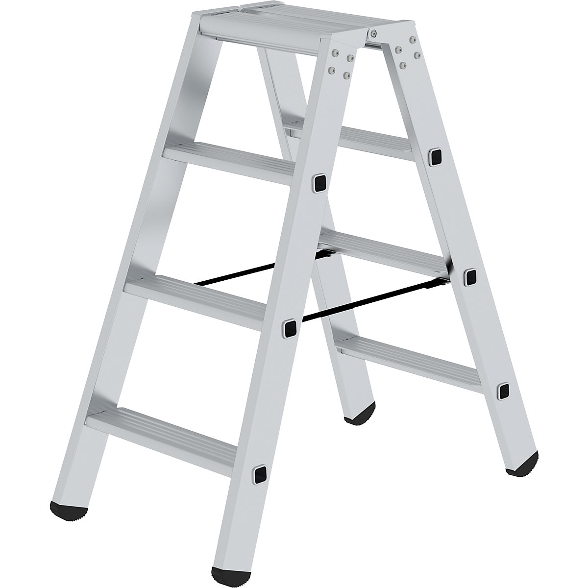 Scară dublă cu trepte, cu urcare pe ambele părți – eurokraft pro, model standard, 2 x 4 trepte-0