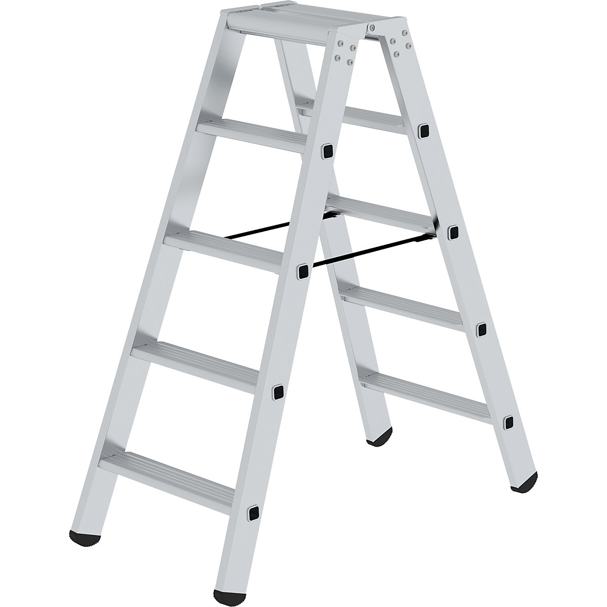 Scară dublă cu trepte, cu urcare pe ambele părți – eurokraft pro, model standard, 2 x 5 trepte-0