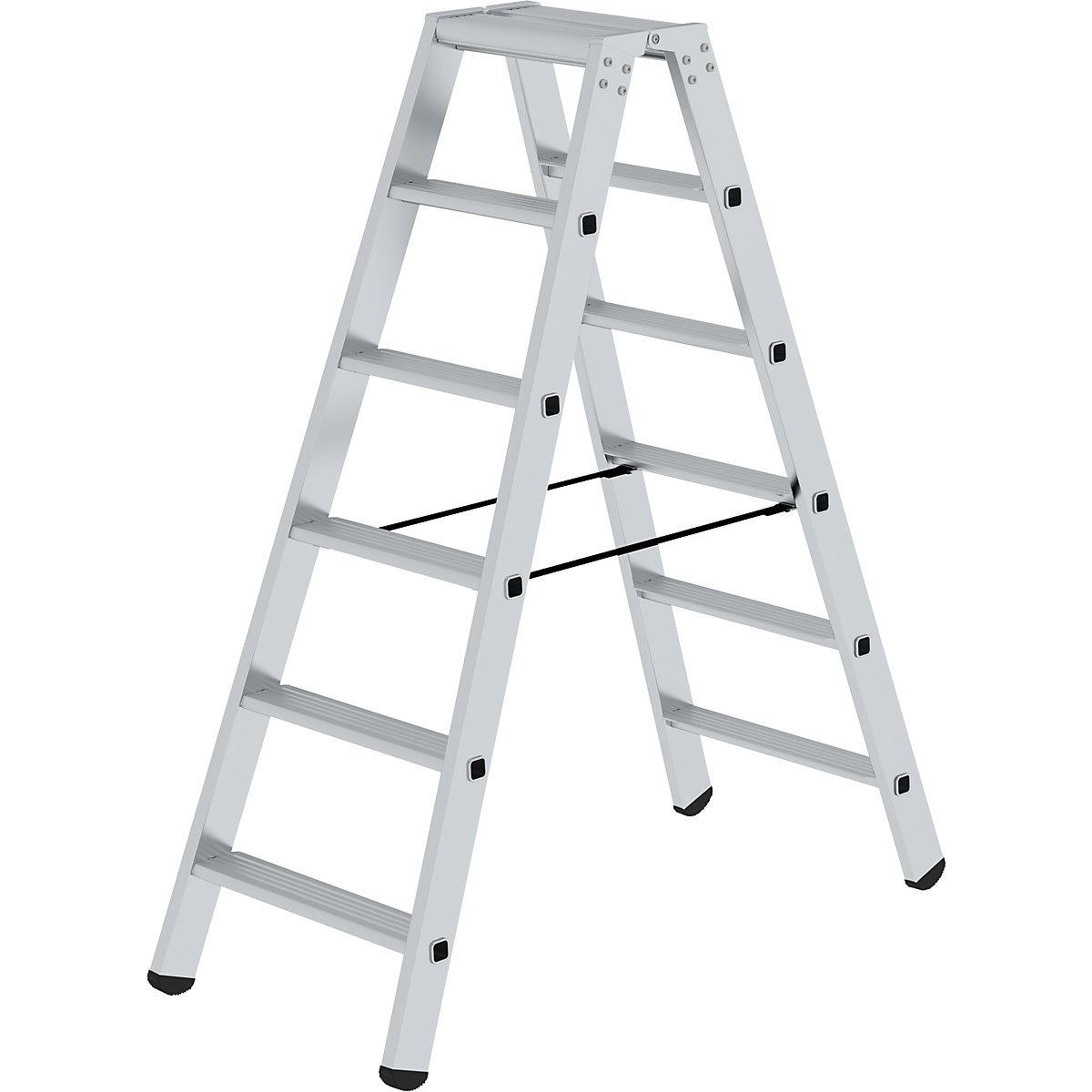 Scară dublă cu trepte, cu urcare pe ambele părți – eurokraft pro, model standard, 2 x 6 trepte-0