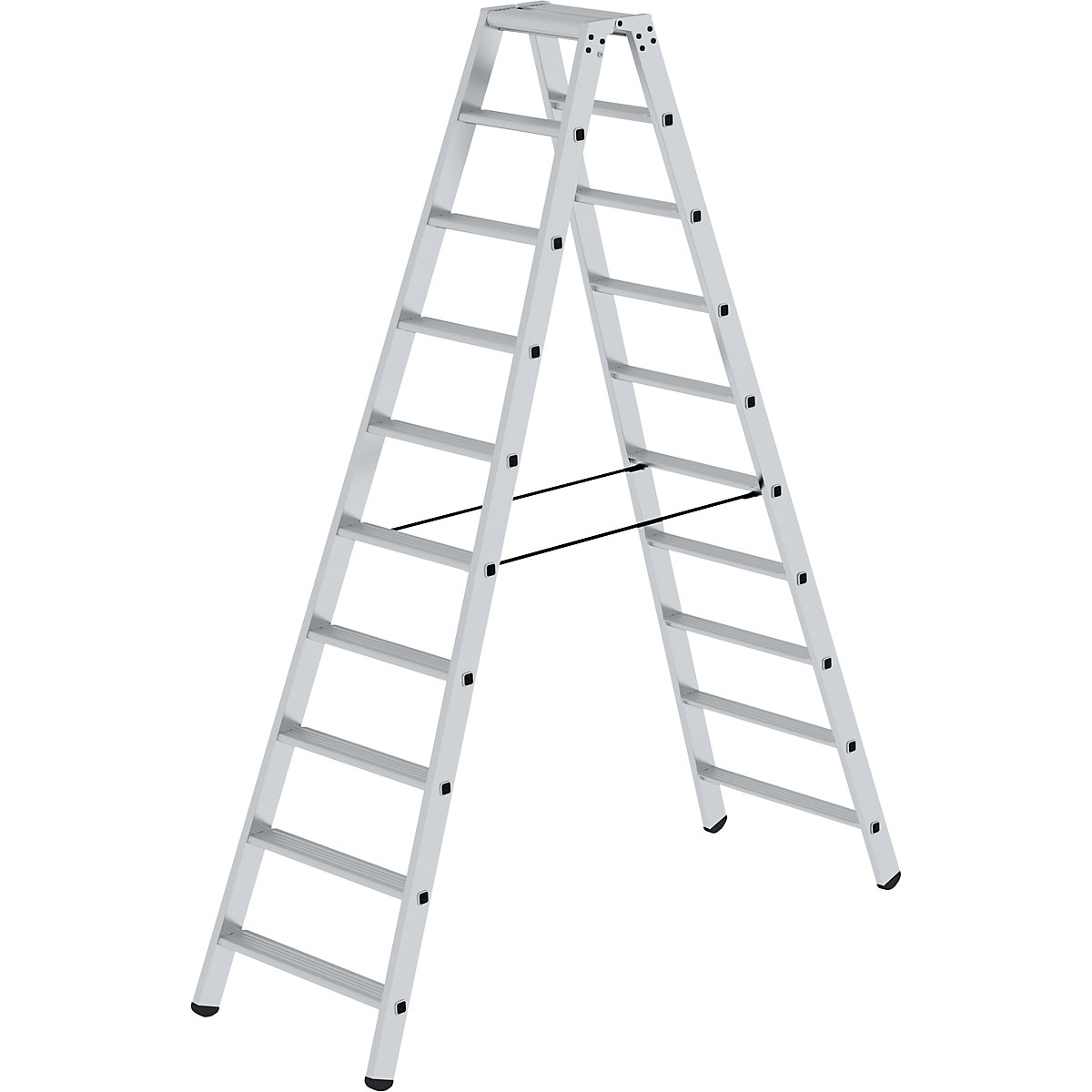 Scară dublă cu trepte, cu urcare pe ambele părți – eurokraft pro, model standard, 2 x 10 trepte-0