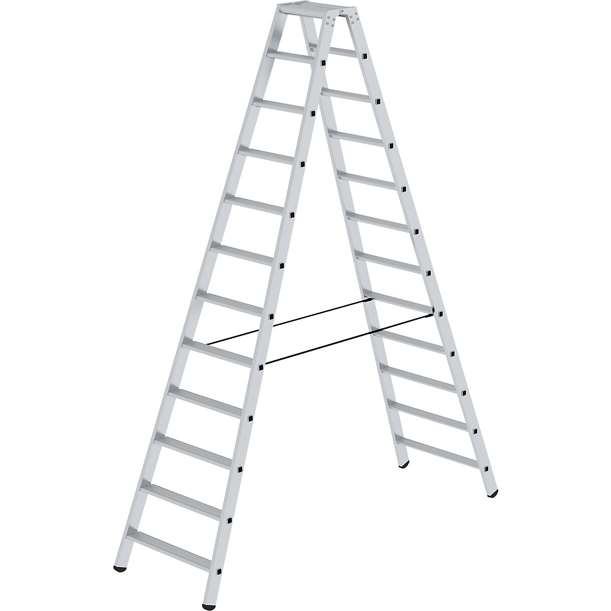Scară dublă cu trepte, cu urcare pe ambele părți – eurokraft pro, model standard, 2 x 12 trepte-0