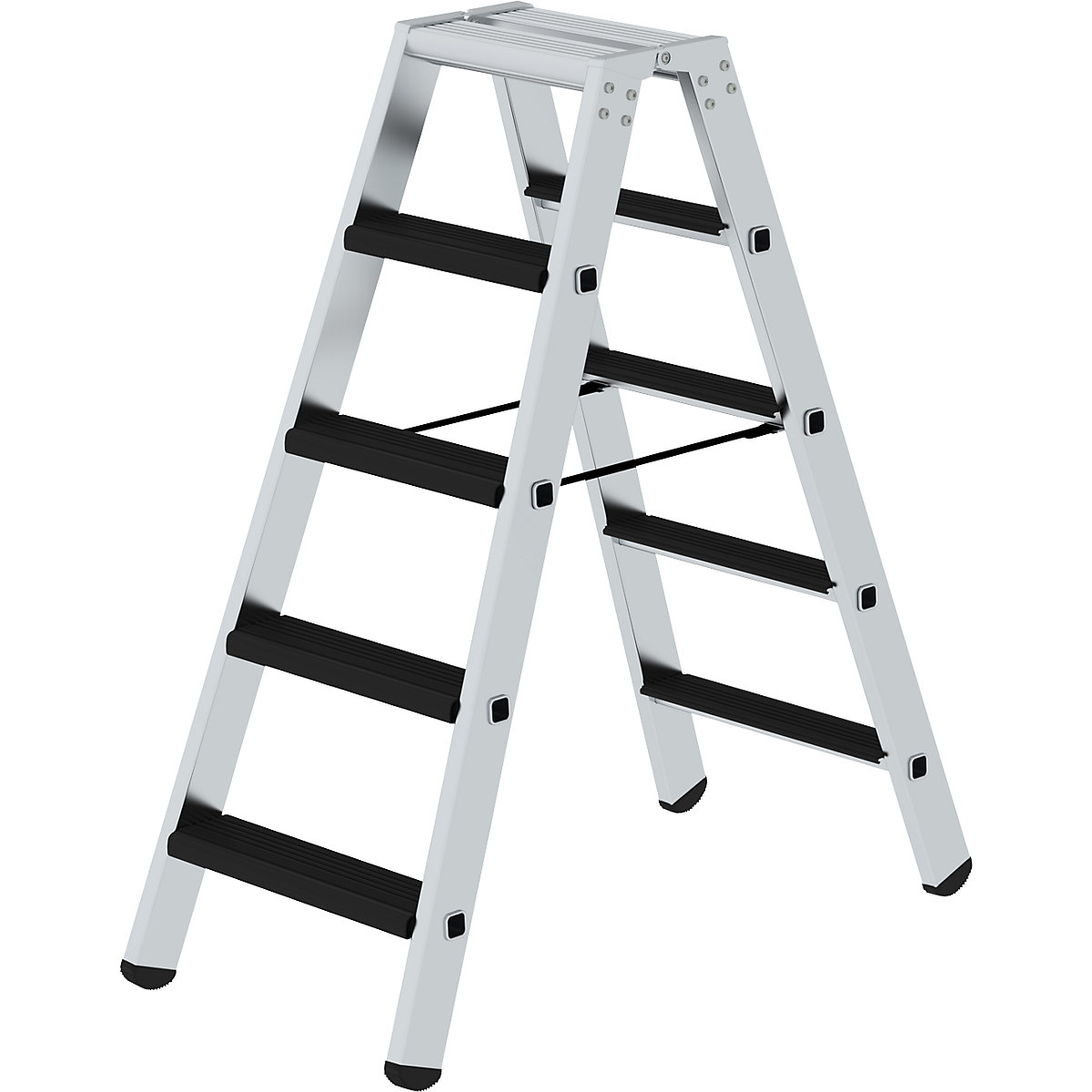 Scară dublă cu trepte, cu urcare pe ambele părți – eurokraft pro, model tapițat, 2 x 5 trepte-0