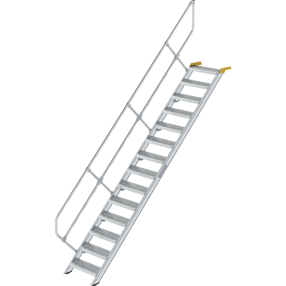 Scară industrială – MUNK, trepte din tablă perforată de oțel, lățimea treptelor 600 mm, 14 trepte-0
