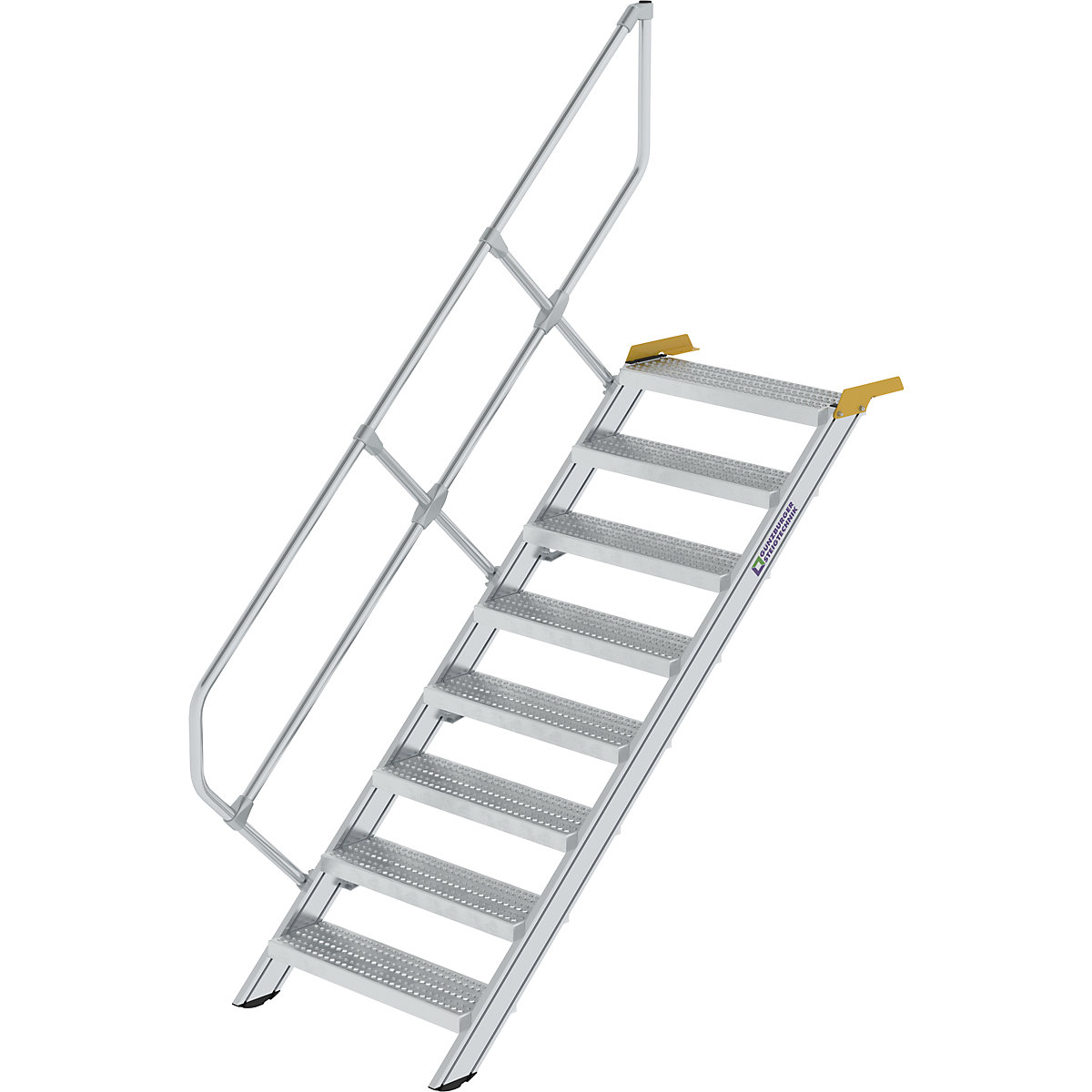 Scară industrială – MUNK, trepte din tablă perforată de oțel, lățimea treptelor 800 mm, 8 trepte-0