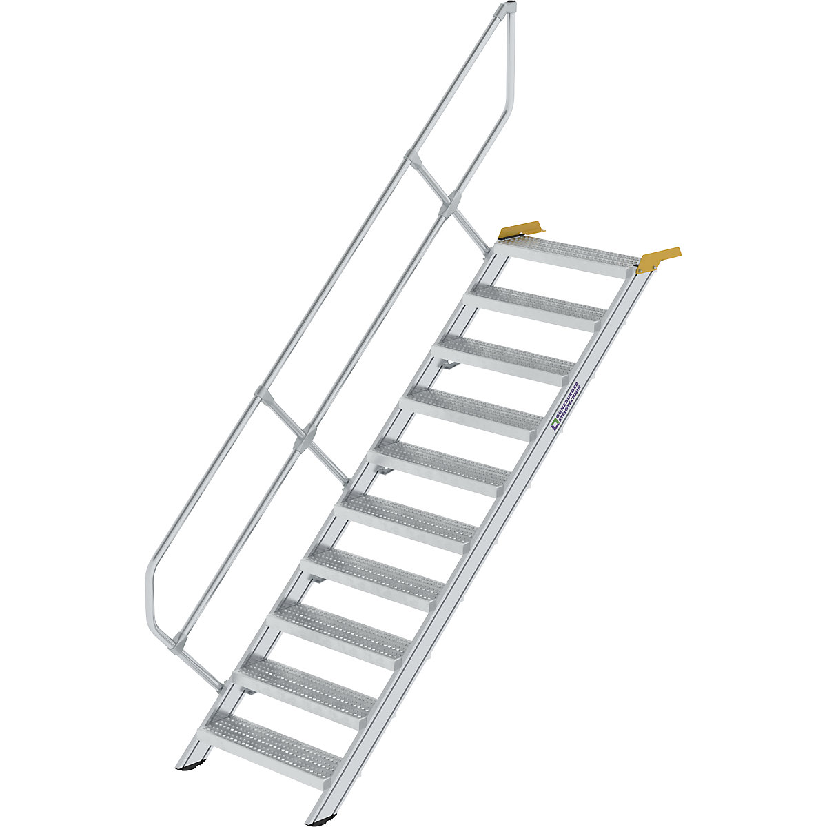 Scară industrială – MUNK, trepte din tablă perforată de oțel, lățimea treptelor 800 mm, 10 trepte-0