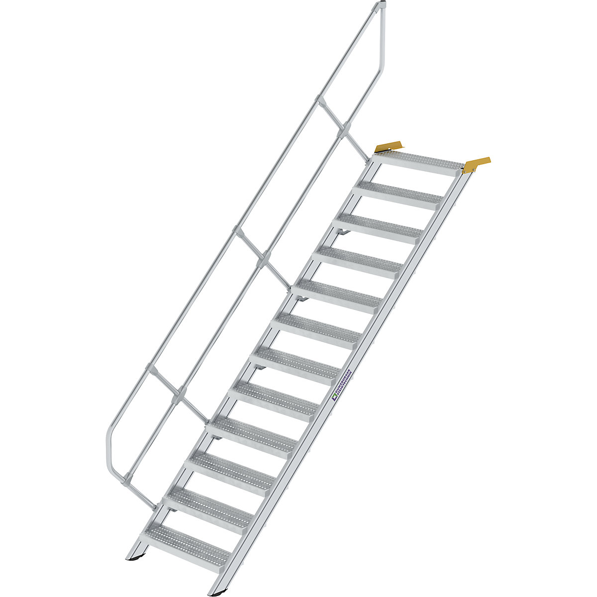 Scară industrială – MUNK, trepte din tablă perforată de oțel, lățimea treptelor 800 mm, 12 trepte-0
