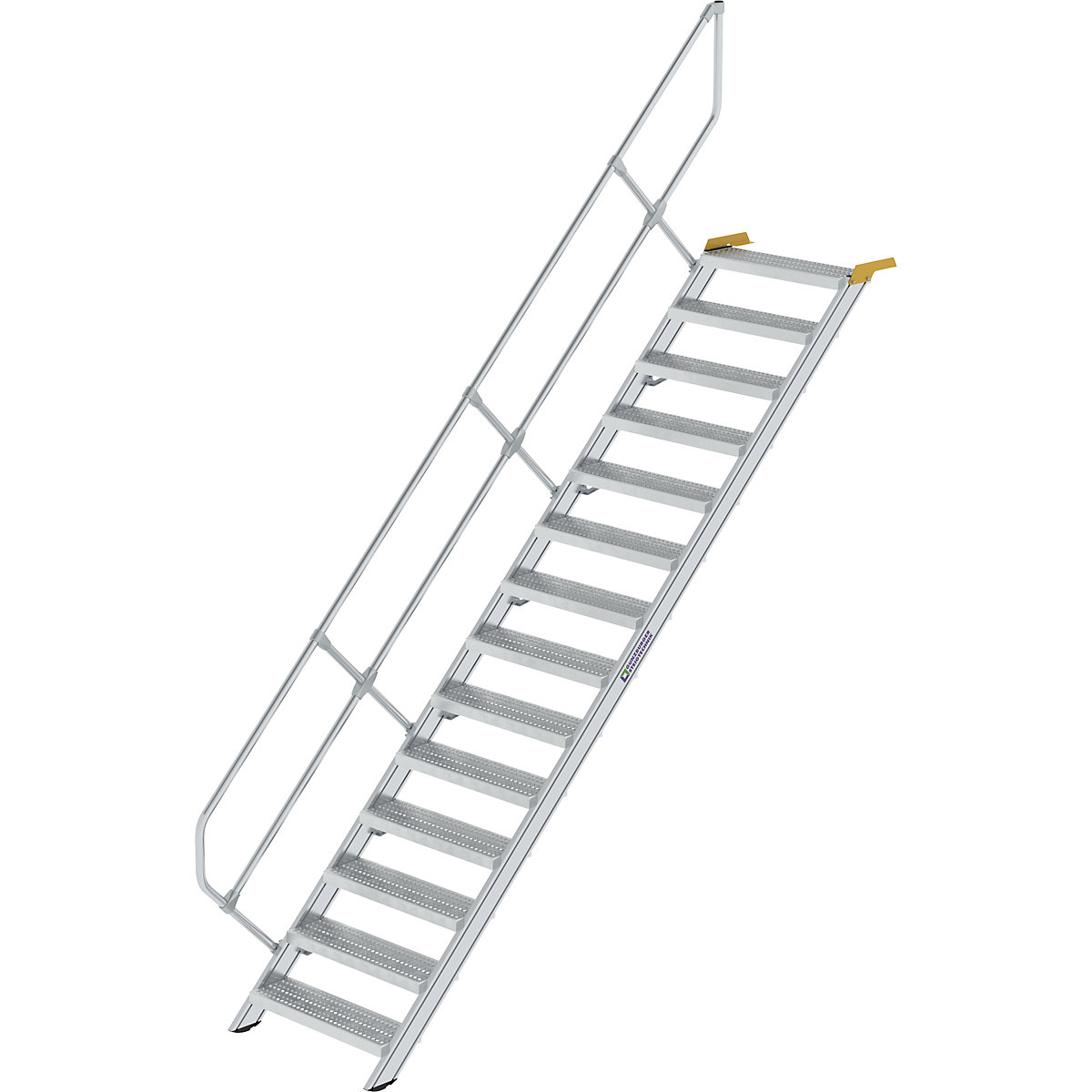 Scară industrială – MUNK, trepte din tablă perforată de oțel, lățimea treptelor 800 mm, 14 trepte-0