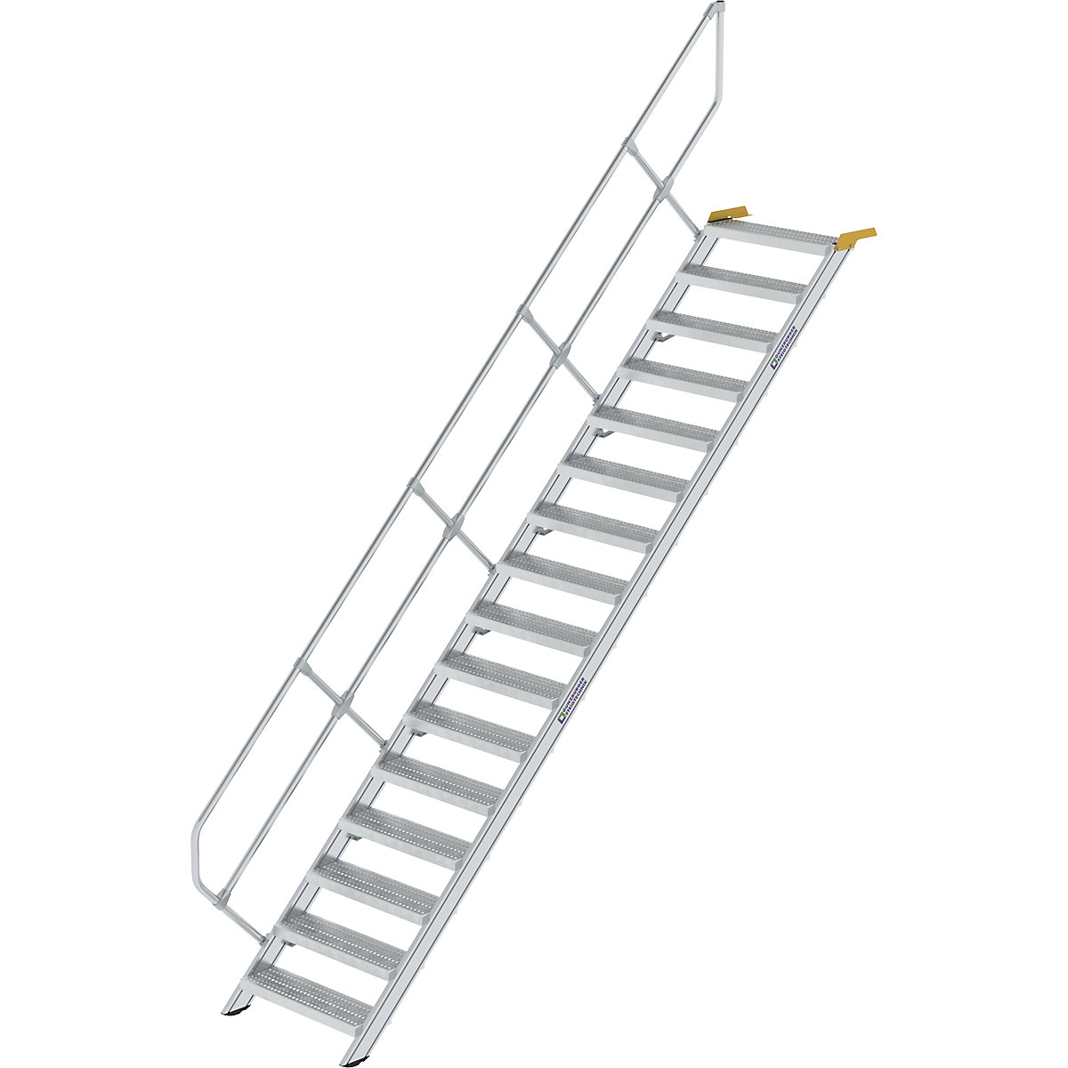 Scară industrială – MUNK, trepte din tablă perforată de oțel, lățimea treptelor 800 mm, 16 trepte-0