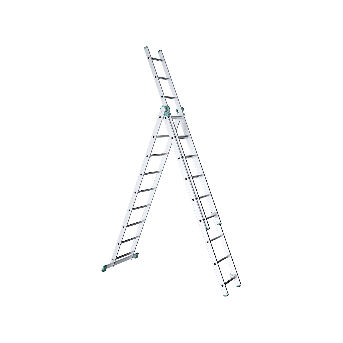 Scară multifuncțională din aluminiu, 3 piese, 3 x 9 fuscei-0