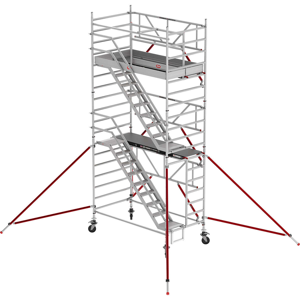 Schelă cu scară RS TOWER 53, lată – Altrex, Fiber-Deck®, lungime 1,85 m, înălțime de lucru 6,20 m-0