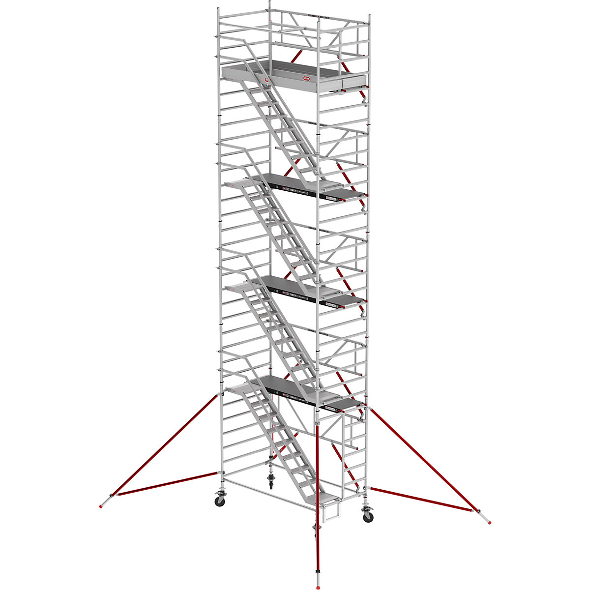 Schelă cu scară RS TOWER 53, lată – Altrex, Fiber-Deck®, lungime 1,85 m, înălțime de lucru 10,20 m-0