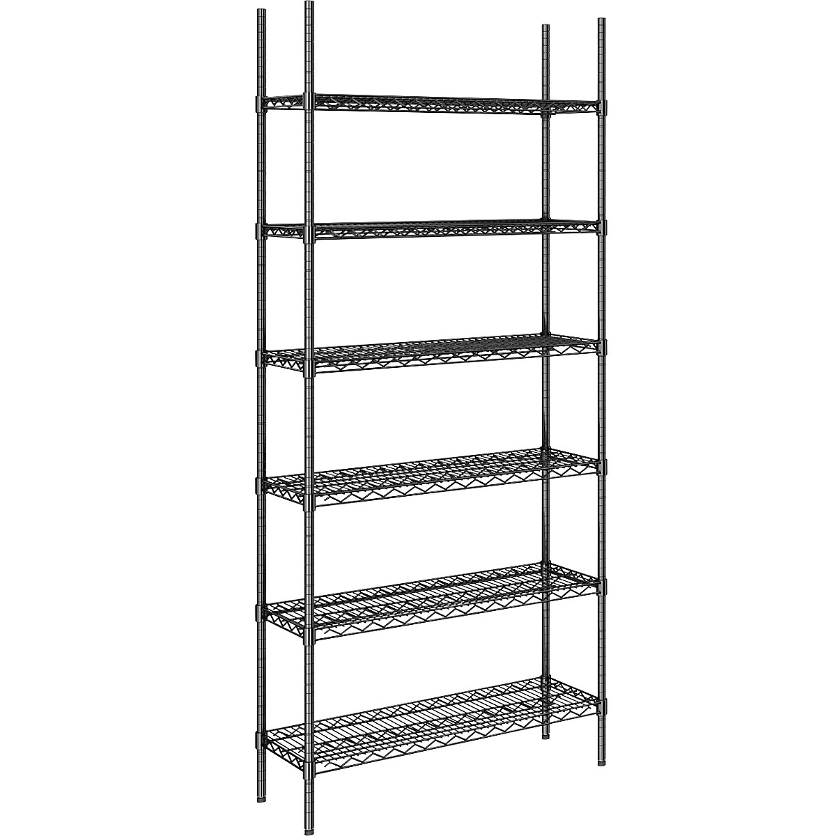 Scaffale a griglia in filo d'acciaio, nero, portata ripiani 250 kg, largh. x prof. 910 x 360 mm, scaffale portante, altezza 2180 mm, 6 ripiani-0