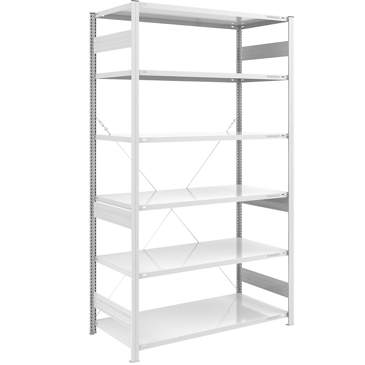 Scaffale a innesto a ripiani lunghi, RAL 7035 – eurokraft pro, altezza scaffale 2500 mm, portata campata 2500 kg, sc. base, larghezza x profondità 1300 x 800 mm-0