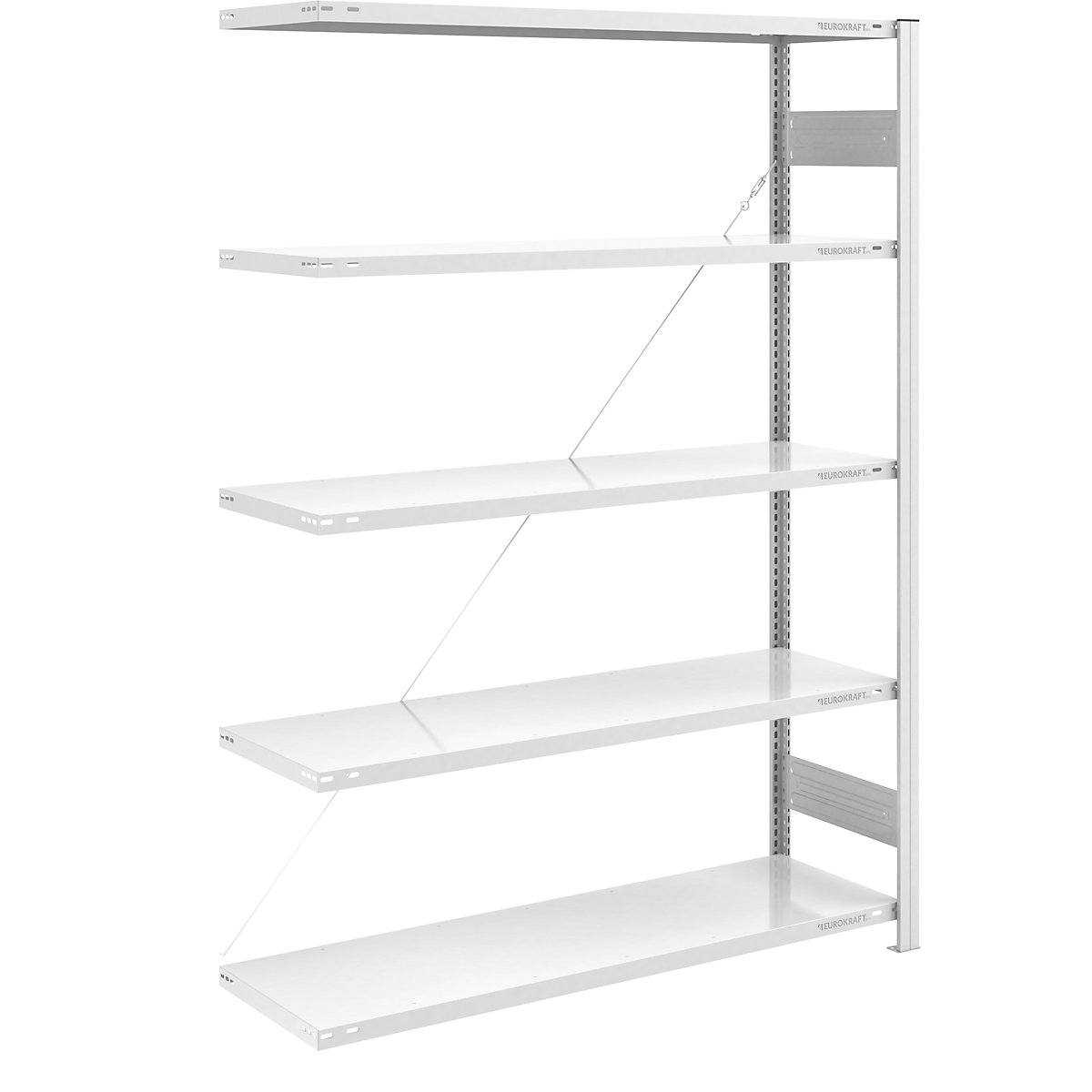 Scaffale a innesto a ripiani lunghi, RAL 7035 – eurokraft pro, altezza scaffale 2000 mm, portata campata 1600 kg, versione leggera, sc. aggiuntivo, larghezza x profondità 1300 x 500 mm-0