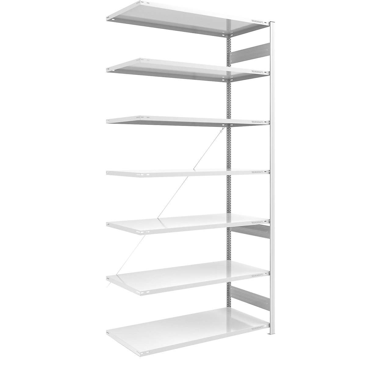 Scaffale a innesto a ripiani lunghi, RAL 7035 – eurokraft pro, altezza scaffale 3000 mm, portata campata 1700 kg, versione leggera, sc. aggiuntivo, larghezza x profondità 1300 x 800 mm-0