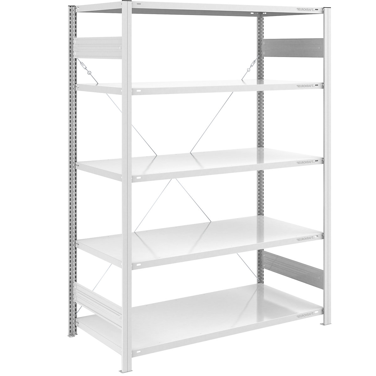 Scaffale a innesto a ripiani lunghi, RAL 7035 – eurokraft pro, altezza scaffale 2000 mm, portata campata 1600 kg, versione leggera, sc. base, larghezza x profondità 1300 x 800 mm-0