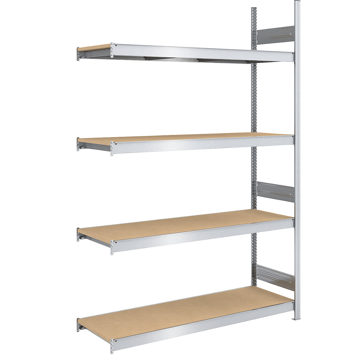 Scaffale a innesto con ripiani lunghi in pannelli di truciolato – hofe, altezza 2500 mm, larghezza 1500 mm, portata campata 1750 kg, profondità 600 mm, scaffale aggiuntivo-0