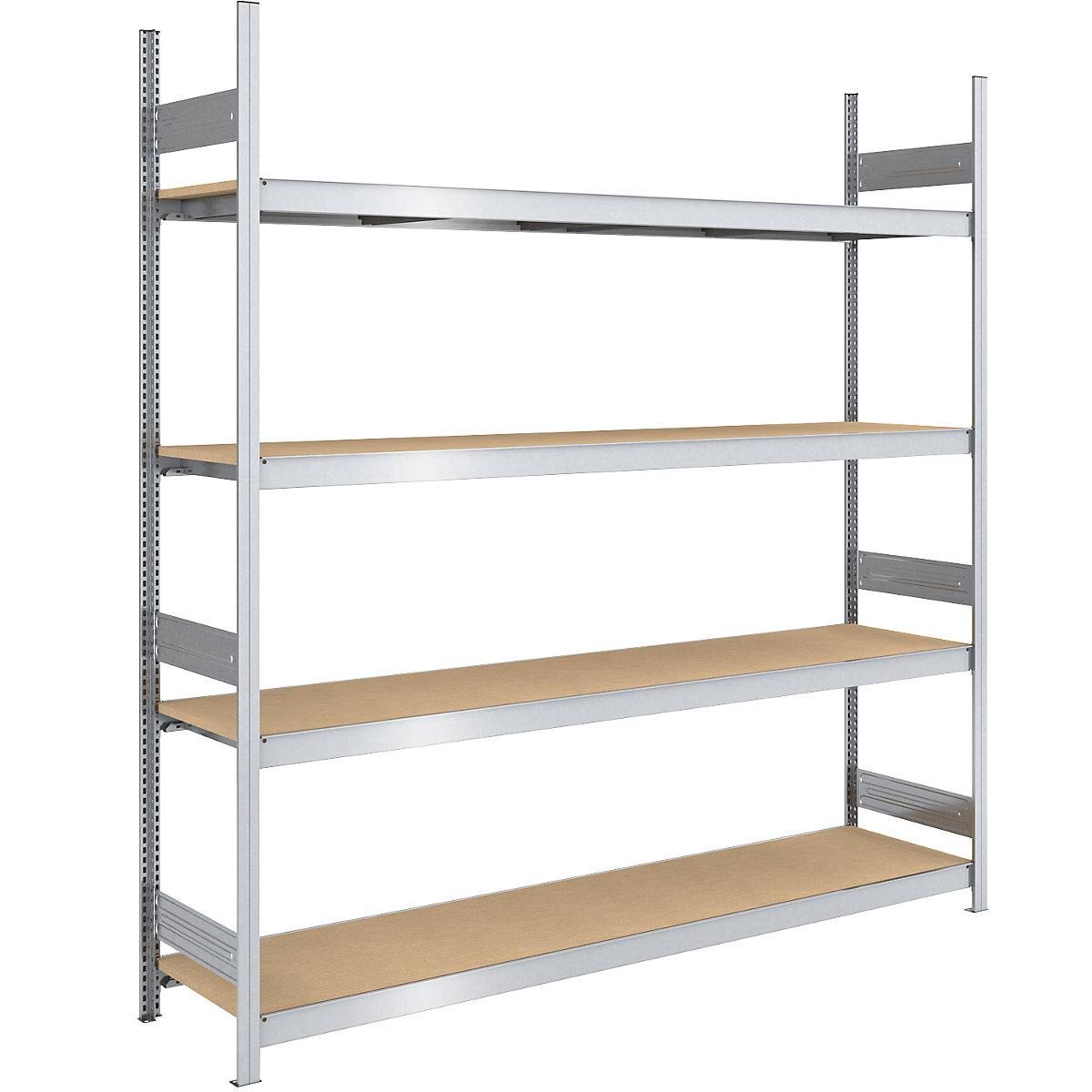 Scaffale a innesto con ripiani lunghi in pannelli di truciolato – hofe, altezza 2500 mm, larghezza 2250 (2 x 1125) mm, portata campata 1750 kg, profondità 600 mm, scaffale portante-0