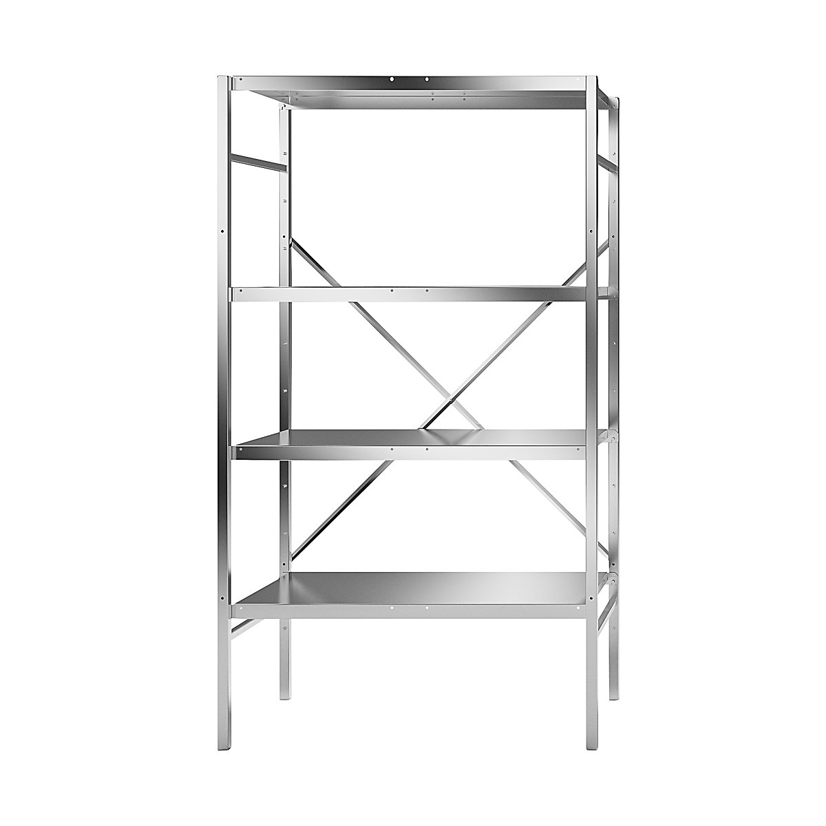 Scaffale a innesto in acciaio inox, 4 ripiani lisci, larghezza x profondità ripiano 940 x 540 mm, scaffale portante-0