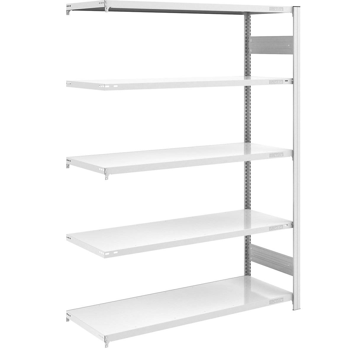 Scaffale a innesto per il magazzino, grigio – eurokraft pro, alt. x largh. 2000 x 1300 mm, con 5 ripiani in acciaio, scaffale aggiuntivo, portata ripiani 240 kg, profondità 600 mm-0