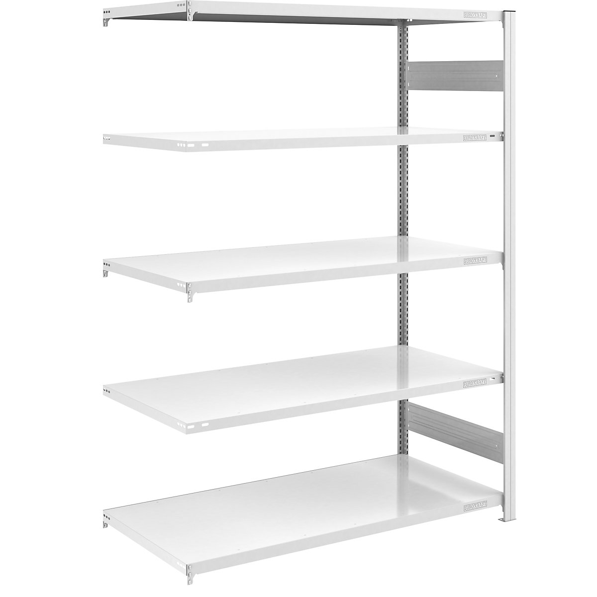 Scaffale a innesto per il magazzino, grigio – eurokraft pro, alt. x largh. 2000 x 1300 mm, con 5 ripiani in acciaio, scaffale aggiuntivo, portata ripiani 240 kg, profondità 800 mm-0