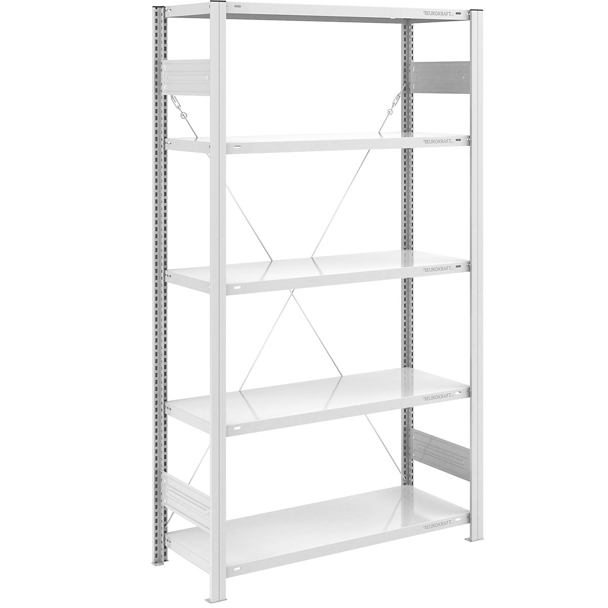 Scaffale a innesto per magazzino, RAL 7035, struttura leggera – eurokraft pro, altezza scaffale 2000 mm, sc. base, larghezza x profondità 1000 x 500 mm-0