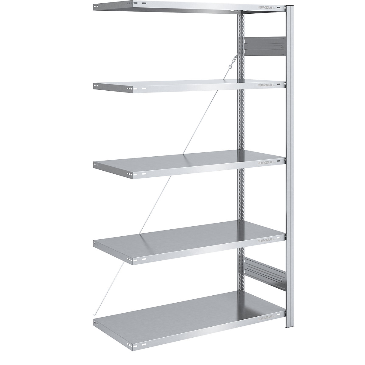 Scaffale a innesto per magazzino, zincato, struttura leggera – eurokraft pro, altezza scaffale 2000 mm, sc. aggiuntivo, larghezza x profondità 1000 x 600 mm-0