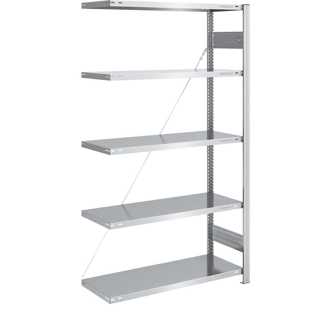 Scaffale a innesto per magazzino, zincato, struttura medio-pesante – eurokraft pro, altezza scaffale 2000 mm, sc. aggiuntivo, larghezza x profondità 1000 x 500 mm-0