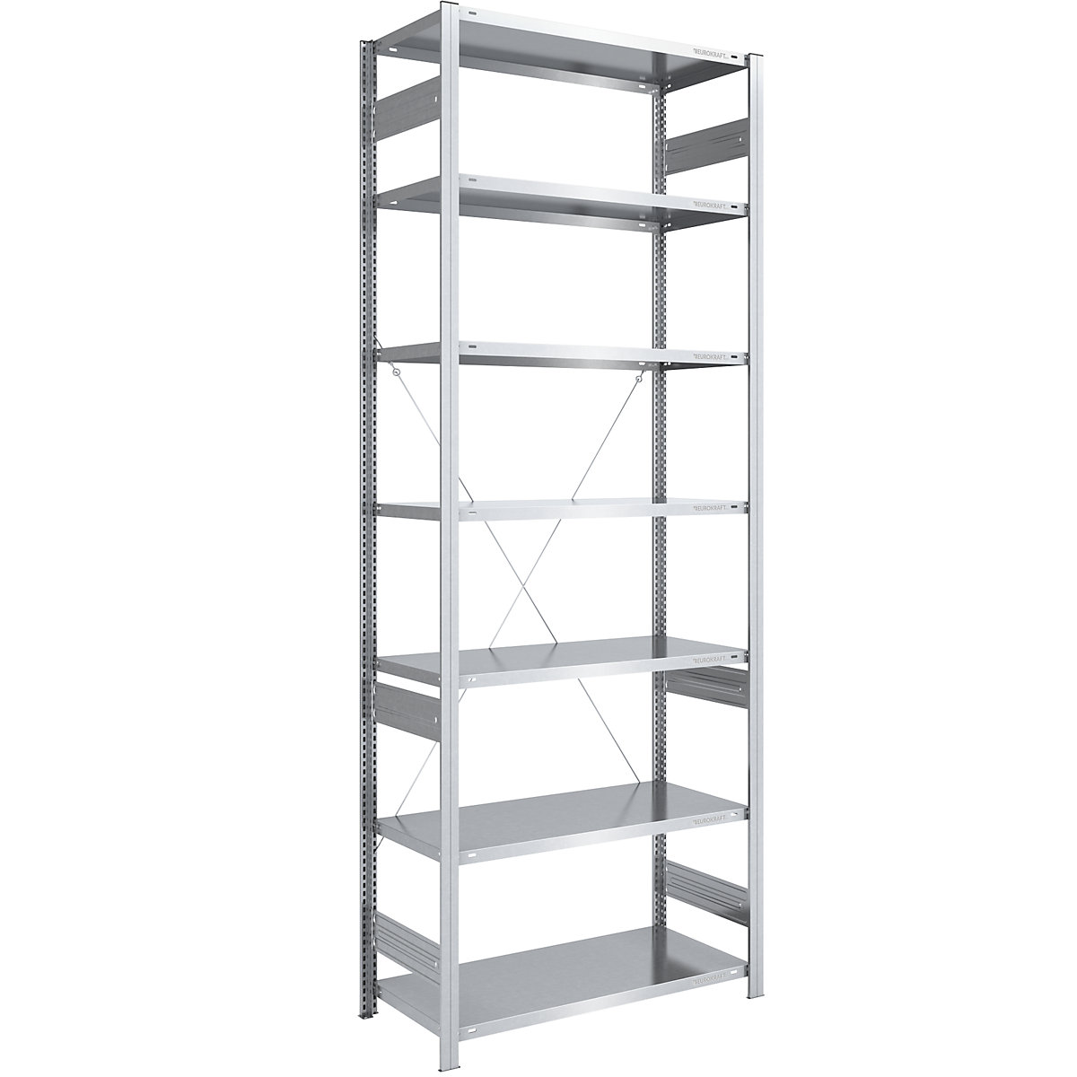 Scaffale a innesto per magazzino, zincato, struttura medio-pesante – eurokraft pro, altezza scaffale 3000 mm, sc. base, larghezza x profondità 1000 x 600 mm-0