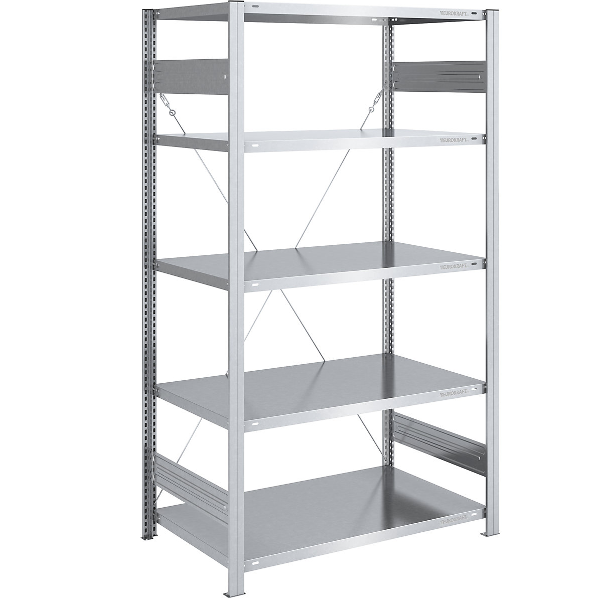 Scaffale a innesto per magazzino, zincato, struttura medio-pesante – eurokraft pro, altezza scaffale 2000 mm, sc. base, larghezza x profondità 1000 x 800 mm-0