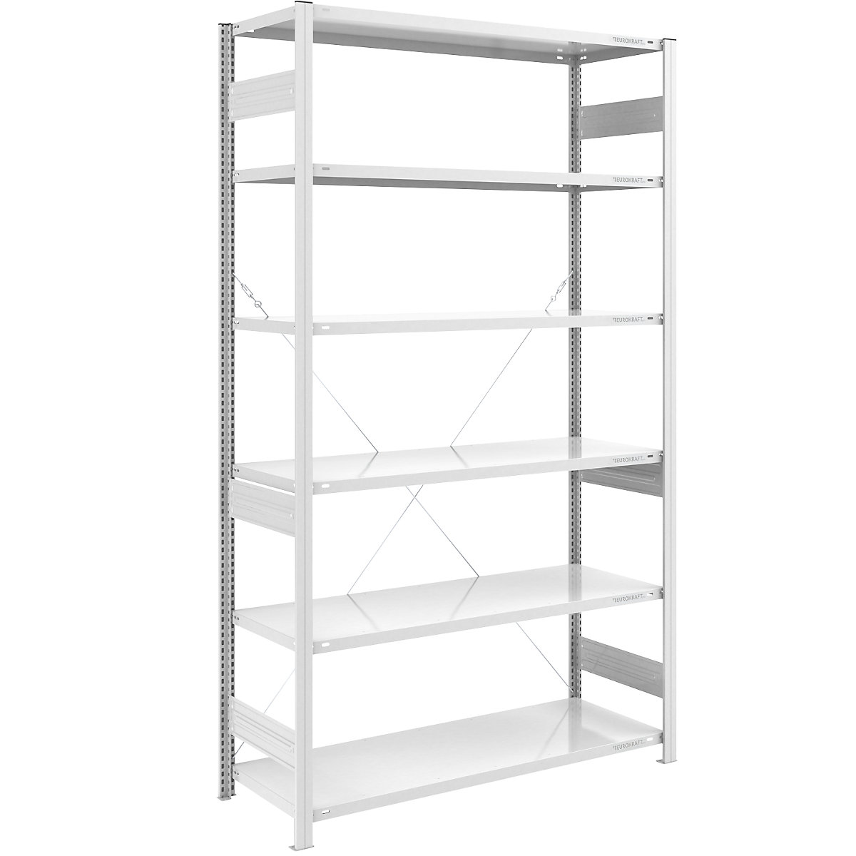 Scaffale a innesto per magazzino, zincato, struttura medio-pesante – eurokraft pro, altezza scaffale 2000 mm, sc. base, larghezza x profondità 1300 x 600 mm-80