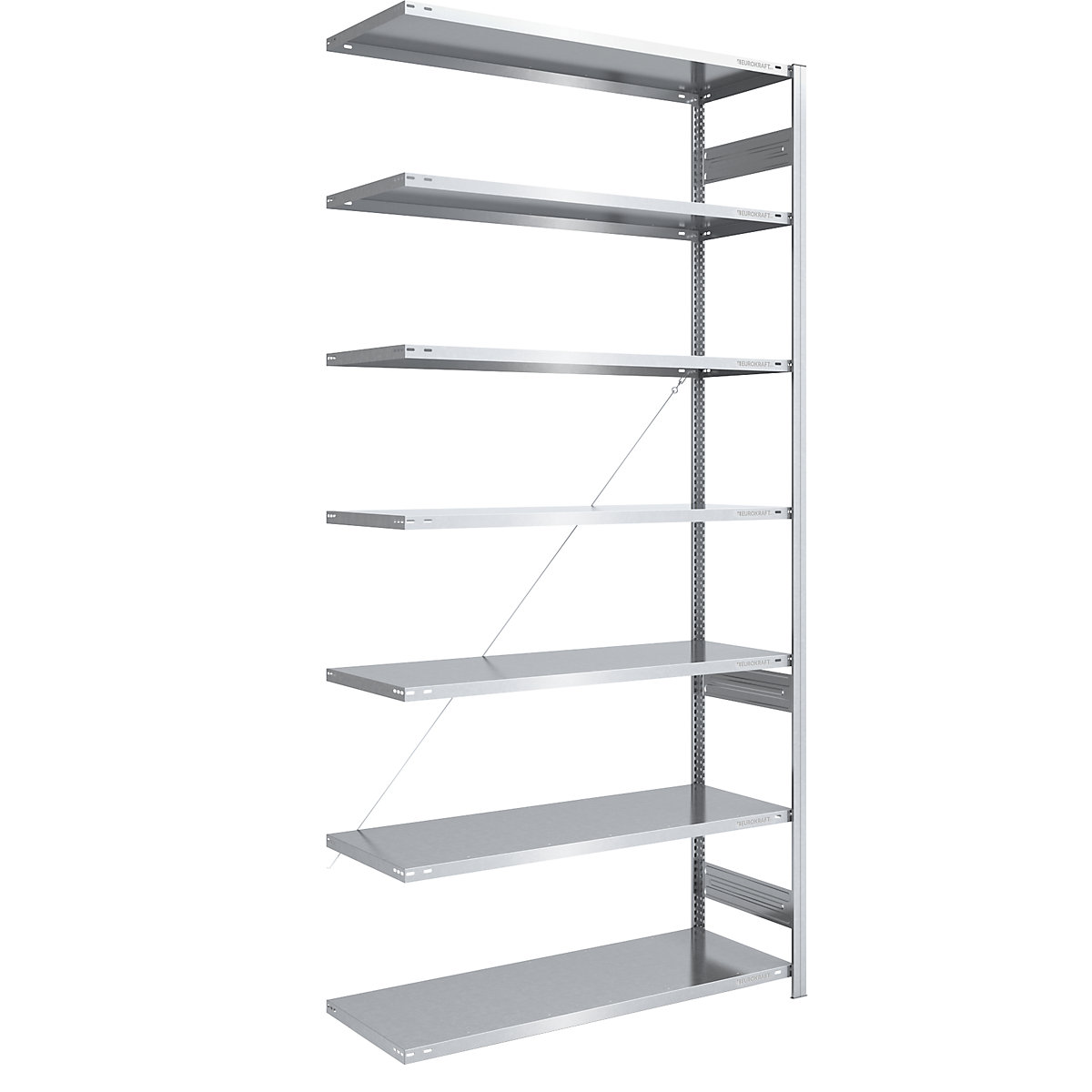 Scaffale a innesto per magazzino, zincato, struttura medio-pesante – eurokraft pro, altezza scaffale 2000 mm, scaffale aggiuntivo, largh. x prof. 1300 x 600 mm-49