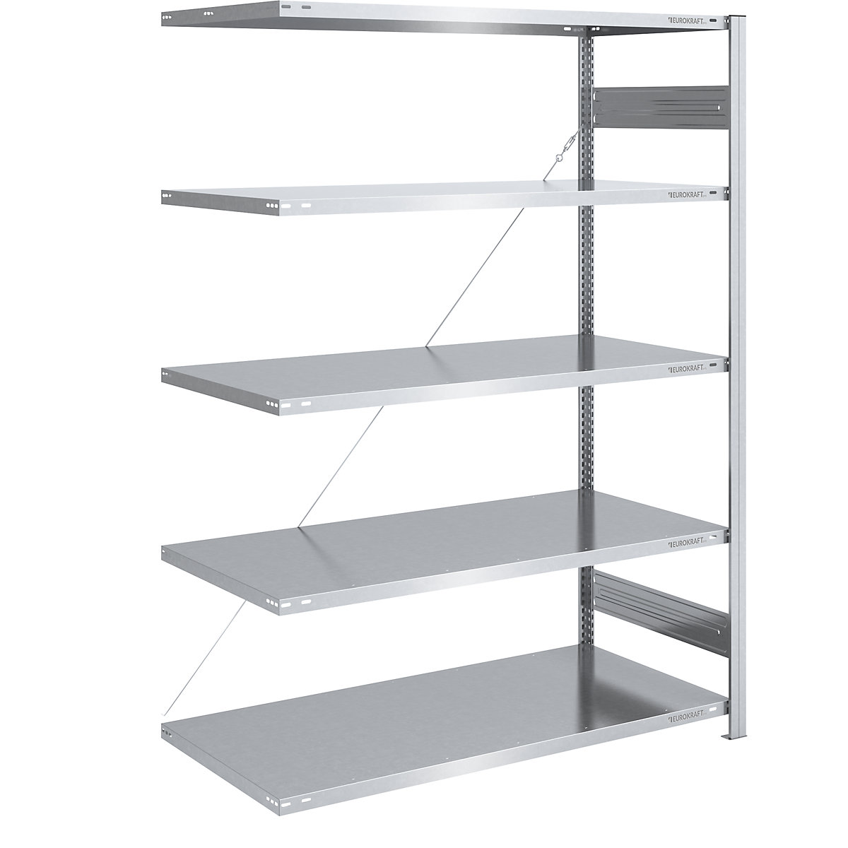 Scaffale a innesto per magazzino, zincato, struttura medio-pesante – eurokraft pro, altezza scaffale 2000 mm, scaffale aggiuntivo, largh. x prof. 1300 x 800 mm-15