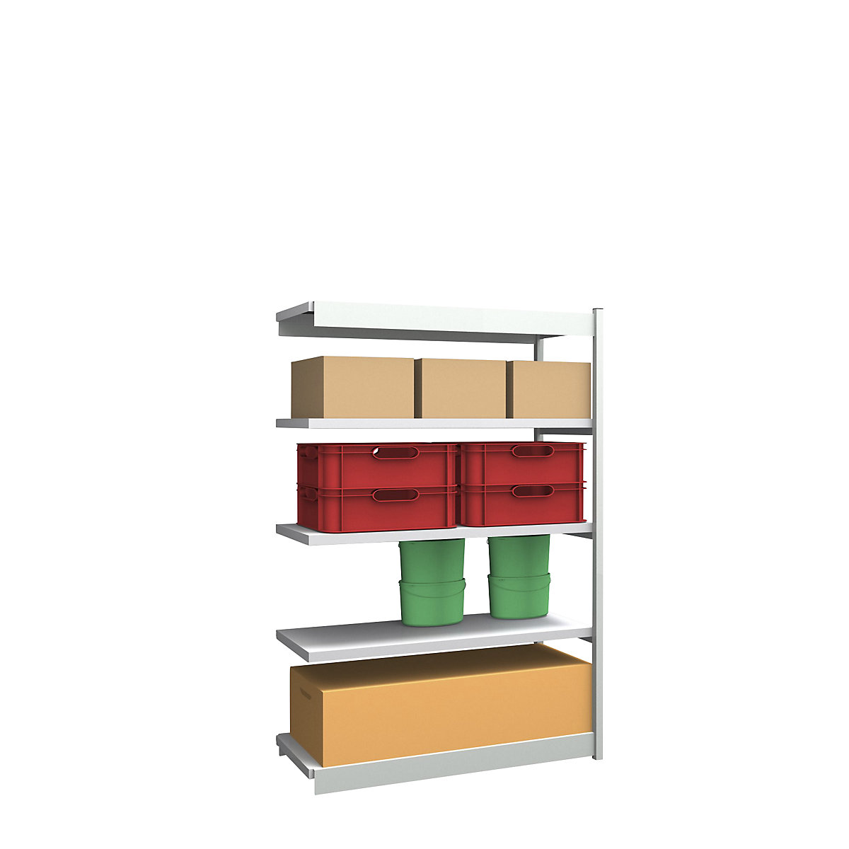 Scaffale a innesto stabile, con 1 lato utile – hofe, altezza scaffale 2000 mm, grigio chiaro / zincato, larghezza ripiani 1325 mm, sc. aggiuntivo, larghezza x profondità 1325 x 500 mm-0