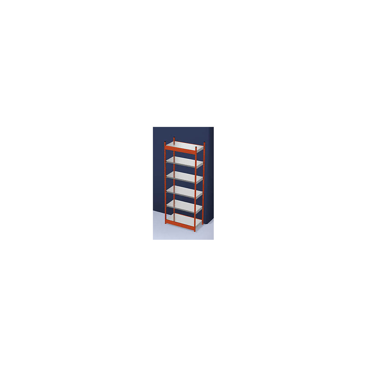 Scaffale a innesto stabile, con 1 lato utile – hofe, altezza scaffale 2500 mm, arancio / zincato, larghezza ripiani 1025 mm, sc. base, larghezza x profondità 1025 x 500 mm-0