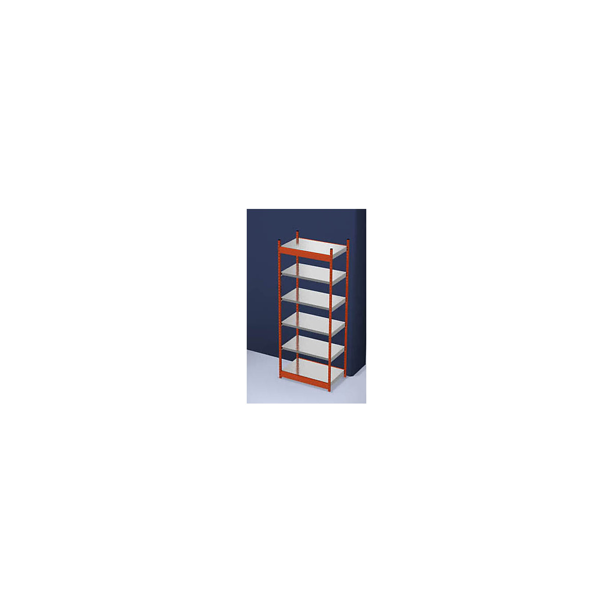 Scaffale a innesto stabile, con 1 lato utile – hofe, altezza scaffale 2500 mm, arancio / zincato, larghezza ripiani 1025 mm, sc. base, larghezza x profondità 1025 x 600 mm-0