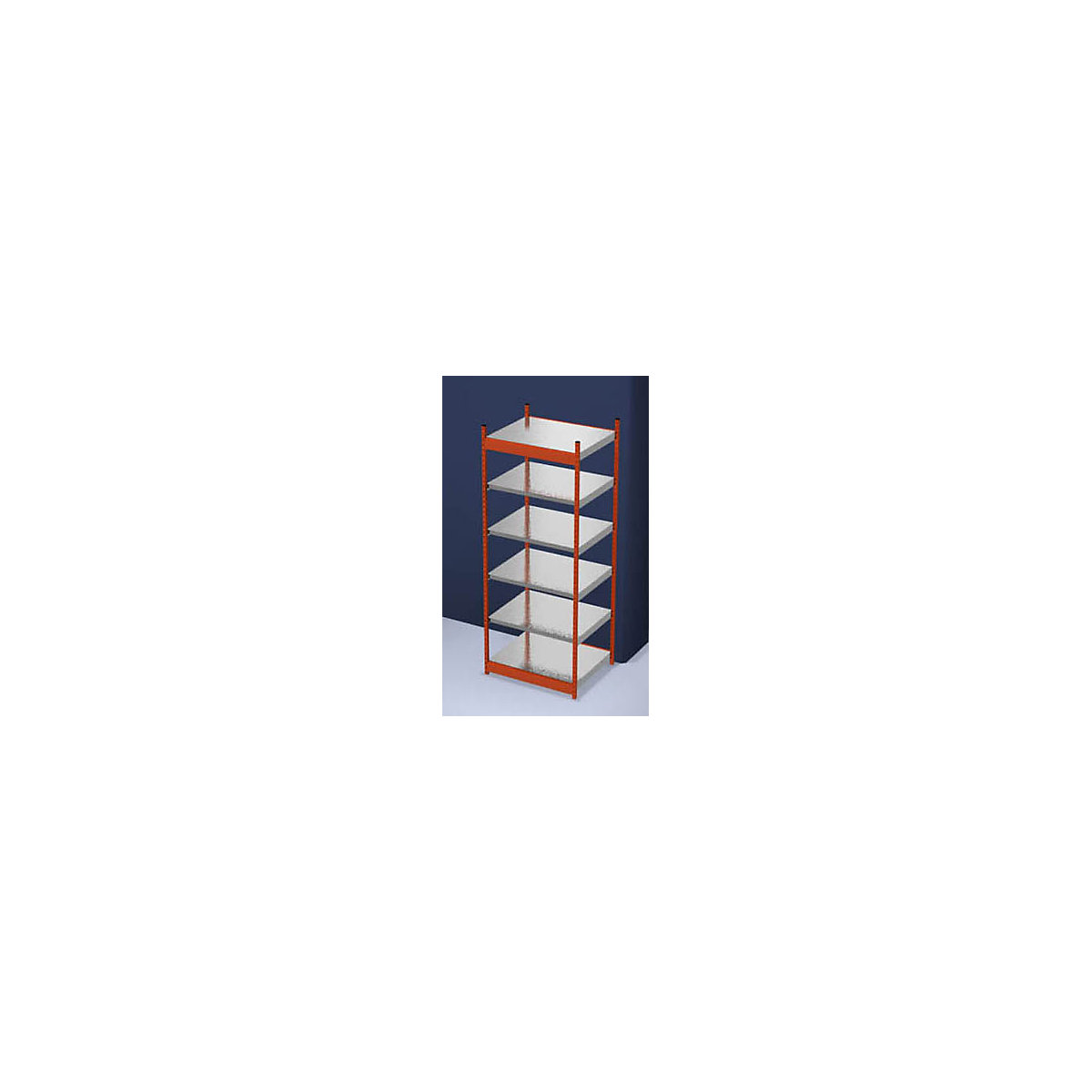 Scaffale a innesto stabile, con 1 lato utile – hofe, altezza scaffale 2500 mm, arancio / zincato, larghezza ripiani 1025 mm, sc. base, larghezza x profondità 1025 x 800 mm-0