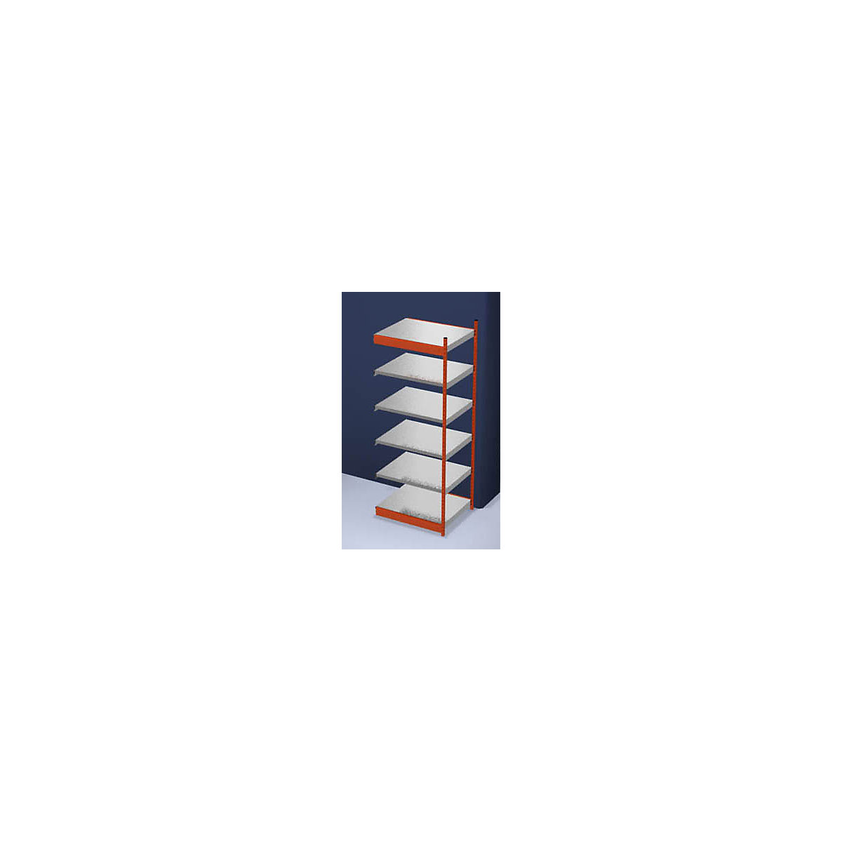 Scaffale a innesto stabile, con 1 lato utile – hofe, altezza scaffale 2500 mm, arancio / zincato, larghezza ripiani 1025 mm, sc. aggiuntivo, larghezza x profondità 1025 x 800 mm-0